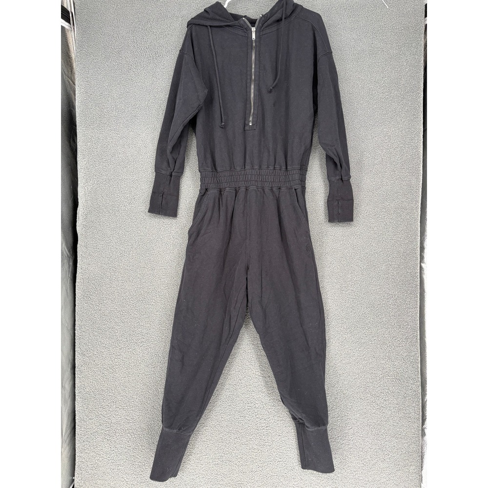 Free People Movement Hot Shot Hooded Jumpsuit Black Cotton M OB1209353